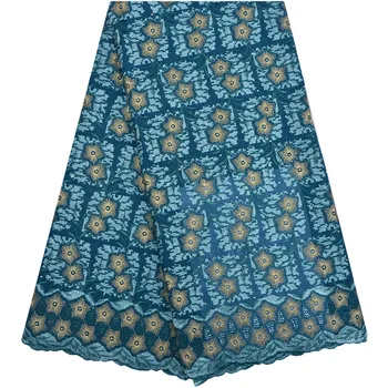 Kráľovská Modrá Swiss Voile Čipky Textílie S Kamene Mäkké Výšivky Mužov Suché Voile Čipky Materiálov Vo Švajčiarsku Vysokej Kvality 1216