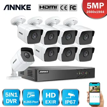 ANNKE 8CH 5MP Lite Video Bezpečnostný Systém 5IN1 H. 265+ DVR S 8PCS 5MP Poveternostným vplyvom HD EXIR Vonkajší kamerový monitorovací KAMEROVÝ Auta