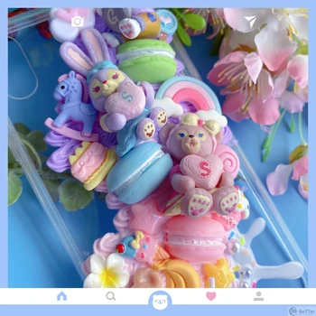 DIY Krém puzdro pre iPhone 11 PRO MAX Ručné Shell iP XR X/XS MAX Cartoon Medveď Kryt Telefónu iP7/8 PLUS 6/6S+ Candy Potravín Králik
