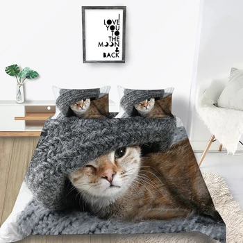 Roztomilé Zvieratko posteľná bielizeň Nastaviť King Size Módne 3D Tvorivé Perinu Mačka Kráľovná Twin Plný jednoduché Dvojité Jedinečný Dizajn Posteľ Nastaviť