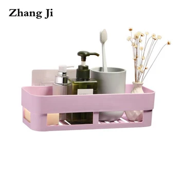Zhang Ji Kúpeľňa Stenu Žiadne Vŕtanie Skladovanie Držiteľa Regály 2 Farby Vložiť Inštalácie Úložný Box Materiál PP Shelve ZJ036