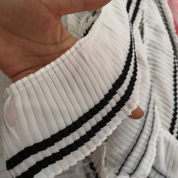 2yards Black/White/white Bleach Zahustiť Kvality Rozstrapatené Výbava Skladaný Šifón Čipky Textílie Na Odev DIY Príslušenstvo Z1194