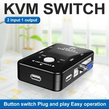 OULLX KVM Prepínač vga Kábel Vysokej Kvality USB 2.0, vga splitter Box na USB Kľúč, klávesnica, myš, monitor adapter usb Printer switch