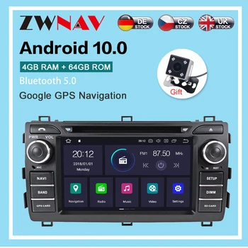 Android 10.0 4+64GB Auto rádio prehrávač, GPS Navigáciu pre Toyota Auris Roky 2013-Multimediálny Prehrávač, Rádio, video, stereo dsp headunit