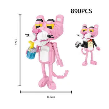 Vtipné calssic cartoon zvieratá obrázok 2v1 micro diamond stavebným ružová gentleman Panther hračky montáž nanobrick na darčeky