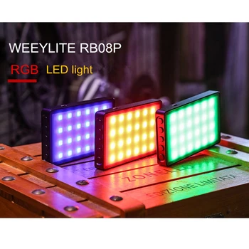 Weeylife RB08P RGB LED Svetlo Fotoaparátu Farebný Výstup Video Light Kit Stmievateľné 2500K-8500K Bi-Color Panel Svetlo CRI 95+