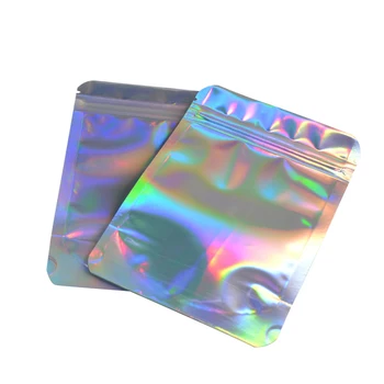 100 ks Laser Hliníkovej Fólie Uzatvárateľnom Value Pack Postaviť Zip Lock Taška hologram Samostatne Tesnenie Zips Plastové Tašky Taška