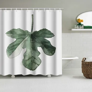 Zelené Tropické Rastliny Sprchový Záves Kúpeľňa Nepremokavé Polyesterové Sprchový Záves Listy Tlač Závesy pre kúpeľňa so sprchovým kútom
