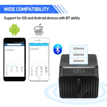 GZ5809 58mm POS USB Bluetooth Tlačiareň Termálne Mini Tlačiareň Podpora Android iOS Okno Kompatibilné s ESC/POS