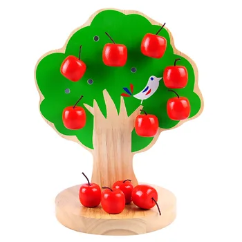 Drevené Magnetické Apple Tree Dieťa Ovocia Počítanie Ovocie Vzdelávania v Ranom Detstve Drevená Hračka Cvičenie Hand-eye Koordináciou Darček