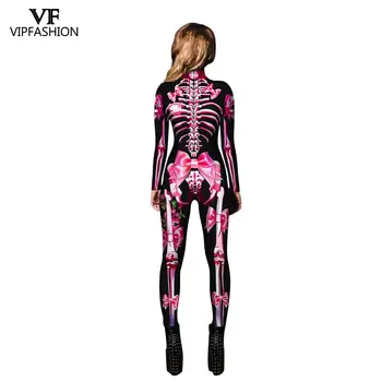 VIP MÓDNE Halloween Kostýmy Pre Ženy 3D Tlač Rose Kostra Plus Veľkosť Cosplay Jumpsuit