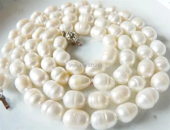 HOT predaj, doprava zdarma nádherný 9-11 mm módne prírodná biela nepravidelný Akoya perly náhrdelníky 36 bv05