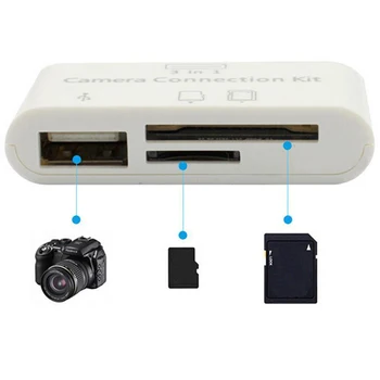 1pc Čítačka Kariet 3 v 1 Pre Tablet iPad 4 Mini IOS 11 Micro SD SD, MMC TF Kariet USB OTG kábel Kábel Adaptéra Fotoaparát Pripojenie Súpravy