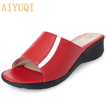AIYUQI 2020 Nový príchod módne letné žena v Pohode papuče pravej kože Farebná kombinácia dámske topánky pohodlné kliny