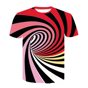 Pánske krátke puzdre tričko s okrúhlym výstrihom, módne závrat a hypnózy T-shirt s novými vzor