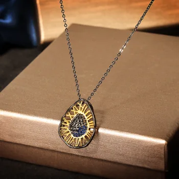 CIZEVA Taliansko Šperky vyrábané Ručne Osobnosti Prívesok Náhrdelník Žien Duté Dve Tón Čierne Zlato Náhrdelník Narodeninám