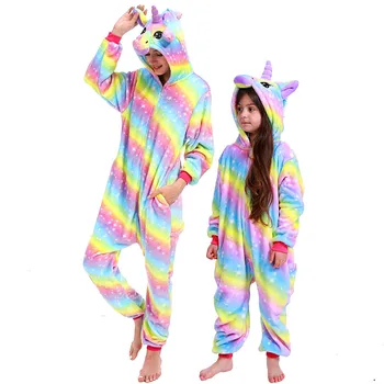 Zimné Ženy Muži Unisex Dospelých Roztomilý Kreslený Onesies Kigurumi Zvierat Pyžamo Panda Unicornio Jednorožec Flanelové Pyžamá Sleepwear