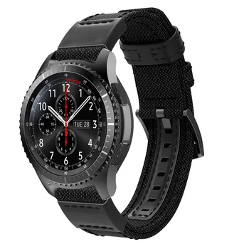 Skutočné Nylon + Teľa Kožené Watchband pre Samsung Galaxy Sledovať 46 mm Výstroj S3 Rýchle Uvoľnenie Kapela Plátno Zápästie Popruhu Pásu Náramok