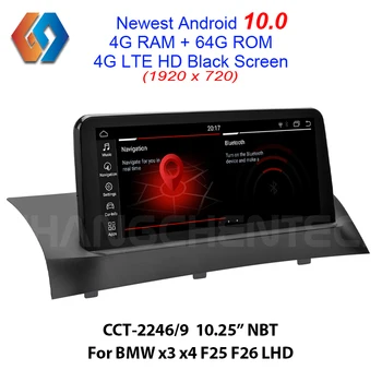 HD Čierna Obrazovka 1920x720 Android 10.0 64 G Displej pre BMW x3 x4 F25 F26 NBT Podporu OEM iDrive Aux BT, WiFi Zadné Vačky GPS Sat Navi