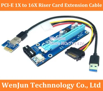 Úplne NOVÉ rozhranie USB 3.0, PCI-E 1x až 16x PCI Express Powered Extender Stúpačky Karty Adaptéra So SATA Kábel