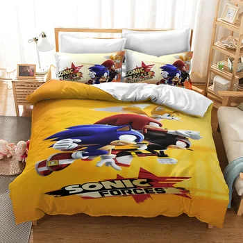 3d animovaný posteľná bielizeň Nastaviť Ježko Sonic Tlačených Znakov Obliečky Kryt Nastaví Bavlnená Posteľná Bielizeň, obliečky na Vankúše Twin Plný King Size Queen