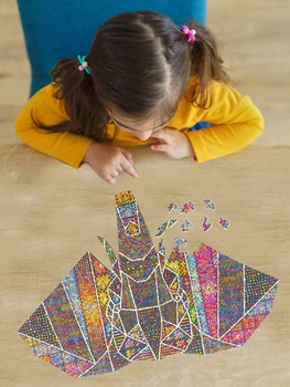 Unikátne Drevené Zvierat Skladačka Puzzle Tajomné Slon Puzzle Darček, Pre Dospelých, Deti Vzdelávacie Puzzle S Farebné Papierové Krabici