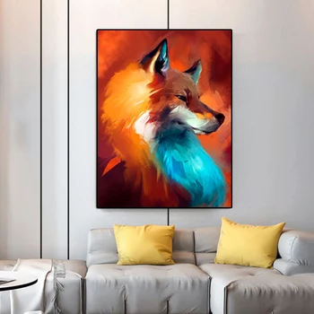 Maliarske plátno Severské Zviera Plagáty a Vytlačí Abstraktné Fox Olej Maľovanie obrazov na Stenu pre Deti Obývacia Izba Cuadros Domova