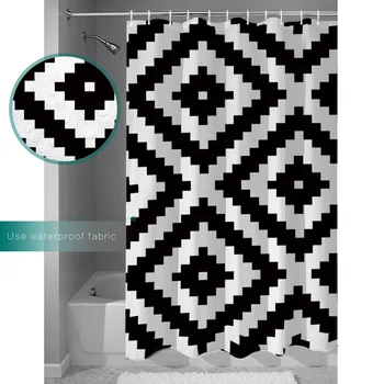 Čierna a Biela Jednoduchosť Rovinná Geometria Sprchový Záves Dekoratívne Textílie Sprchový Záves Kúpeľa Kúpeľňa Decor