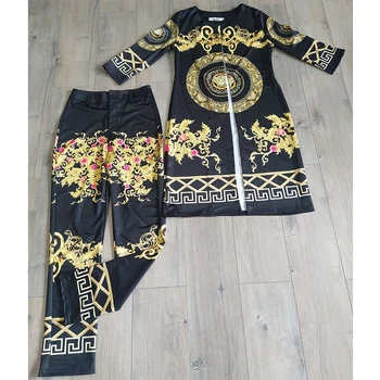 Móda Tlačené Kostým Dashiki Afriky Oblečenie Pre Ženy Strany Európskej Oblečenie Dámske Šaty, Africaine Dve Dielna Sada DCC247