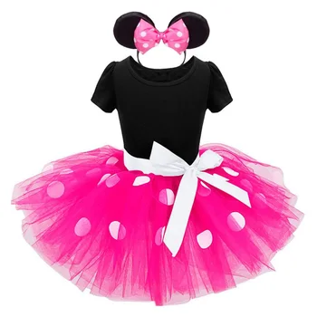 Dievčatá Mickey Minnie Tutu Šaty Detský Letný Bodky Bowknot Cartoon Fancy Dress Up Kostým Dievča Narodeniny Party Oblečenie Sundress