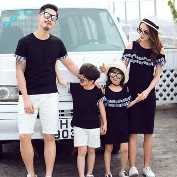 Rodina oblečenie 2019 Letné Rodinné Oblečenie Zodpovedajúce Matka, Dcéra Šaty Syn Otca Bavlna len T-shirts Rodiny Oblečenie
