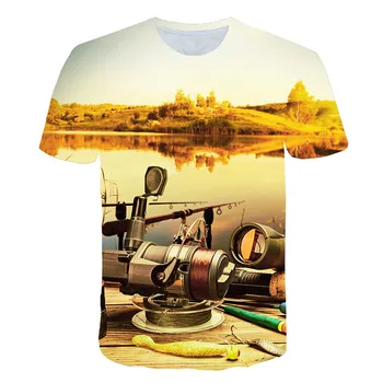 Módne Leto Deti T-shirt 3D Vytlačené Ryby Tshirts Zábavné Tričká Topy Tees chlapci oblečenie Bežné deti rybárske tričko