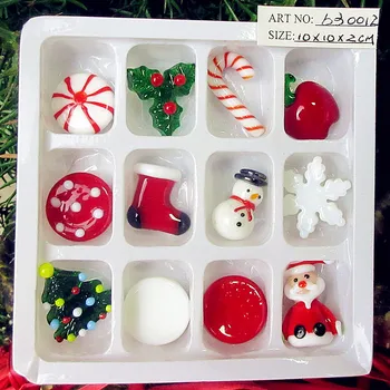 12pcs Vlastné Sklo remeselné Santa, ponožky, Snehuliak, Vianočný stromček, Vianočné barlu, apple figúrka dekoratívne Ploché ozdoby