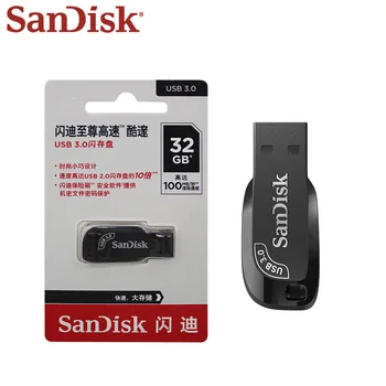 SanDisk USB 3.0 Flash Disk 128 GB 64 GB 32 GB Mini Tlačidlo kl ' úč S ozdobná šnúrka na uniforme Čiernej Flash Memory Stick Na Počítači