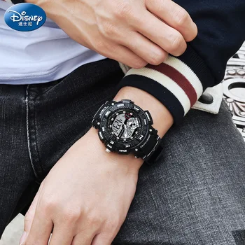 Disney Mickey Mouse Detí Digitálne Náramkové hodinky Chlapec Športové Nepremokavé pánske Hodinky Deti Hodinky Chlapci 3Bar Gumy Duálne Zobrazovanie