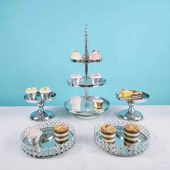 1-12pcs striebro cupcake svadobnú tortu stojan zrkadlo barware zdobenie varenie tortu nástroje pečenie nastavenie strany riadu