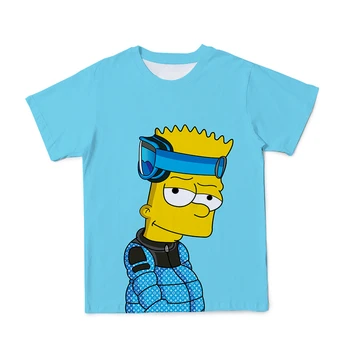 2021 3D Lete Novej pánskej Simpsonovci Vytlačené T-Shirt Okrúhlym Výstrihom, Krátky Rukáv Fashion Top Môže Byť Prispôsobený Rodič-Dieťa Nosiť