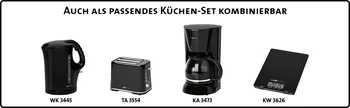Clatronic KA 3473 Kanvica automatické elektrické drip kávovar filter kapacita 12 až 14 šálok subjekty vykonávajúce údržbu hot 900W Černoch