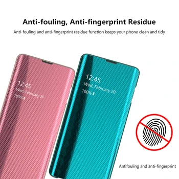 Zrkadlo Flip Telefón puzdro Pre Samsung Galaxy s rezacím zariadením S10 S10E Jasné Zrkadla Smart vyklápací Kryt Pre Samsung S8 S9 S10 Plus Zadný Kryt