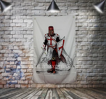 Slobodomurárstva Rytier Templar Vlajky Zástavy Polyester 144* 96 cm Zavesiť na stenu 4 osadené priechodkami Vlastné Vlajky na výzdobu
