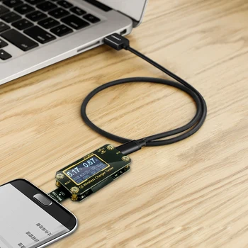QI Bezdrôtovú Nabíjačku 7 v 1 USB tester DC Digitálny voltmeter amperimetro voltagecurrent meter ammeter detektor power bank nabíjačky