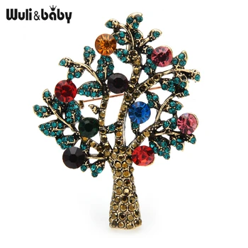 Wuli&baby Šumivé Drahokamu Strom Brošňa Pre Ženy Svadby Strany Úradu Brošňa Darov Kolíkmi
