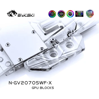 Bykski Gpu Vodný Blok použiť pre GIGABYTE GeForce RTX 2070 Super Windforce OC 3X 8G / Medený Blok / 3PIN 5V A-RGB / 12V 4PIN RGB