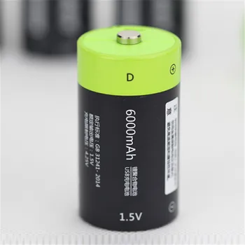 2 KS ZNTER 6000mAh 1,5 V nabíjateľné batérie veľkosť D USB lítium-polymérová batéria s Micro USB kábel pre rýchle nabíjanie