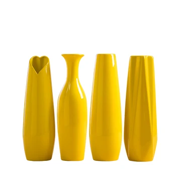 Žltá Farba Keramická Váza Veľká Veľkosť Kvetu Porcelánová Váza Moderné Módne Stola Váza Domov Svadobné, Vianočné Dekorácie R2431