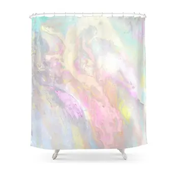 Pastelové Dúhové Sprchový Záves Polyester Textílie Kúpeľňa Domáce Dekorácie Nepremokavé Tlač Sprchové Závesy s Háčikmi