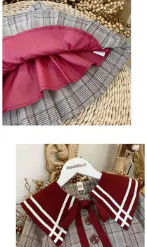 2020 Dievčatá, Baby, Klasický Kockovaný Oblečenie Set sa Preppy Štýl Bunda+skladaná Sukňa Dievča Deti Módne Princezná Obleky, Oblečenie pre Deti