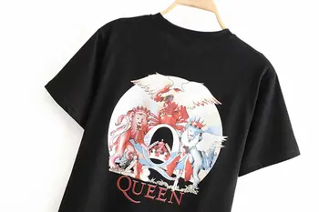 Kráľovná nadrozmerné T-shirts dievča vysoko kvalitné mäkké bavlnené tkaniny lete ženy black tees plus veľkosť jednoduché uchytenie dropshipping