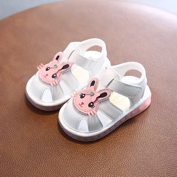 Letné Led Svetlo Baby Girl Sandále 0-2 Rokov Batoľa Dievča Topánky Ružová, Biela Farba, 11.5 cm-13,5 cm