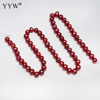 Umelé Zemiakov Sladkovodné Perly červené Korálky 6-7mm Predáva Za Cca 14.3 Palcový Strand korálky pre šperky robiť